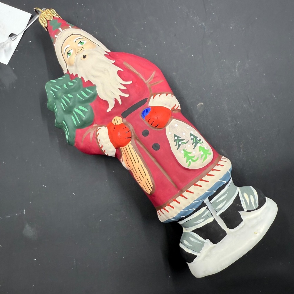 1999‎ VAILLANCOURT RED FATHER CHRISTMAS HOLDING TREE OR2004-36 6" ORNAMENT